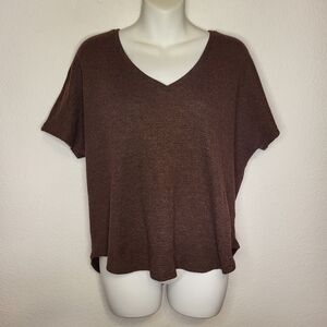 Aritiza | Babaton Berry V-neck Waffle Knit Tee size XSmall